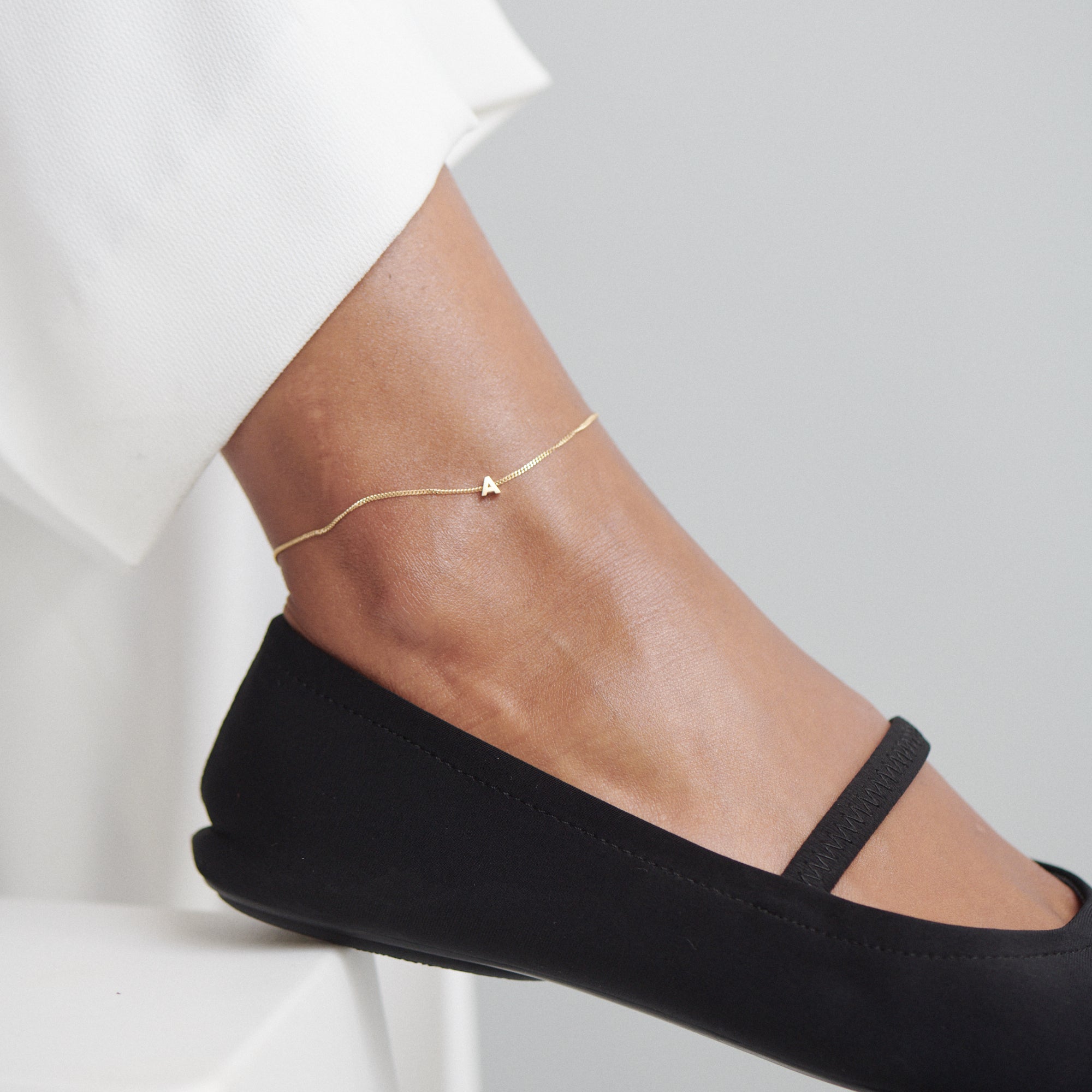 Gold ankle bracelet on sale with letter