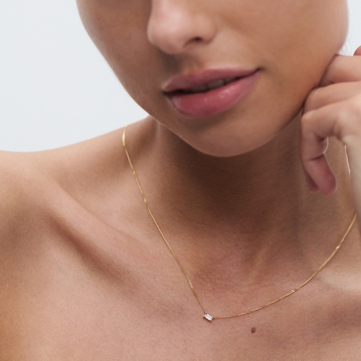 Solitaire Necklace | Baguette Lab-Grown Diamond Necklace