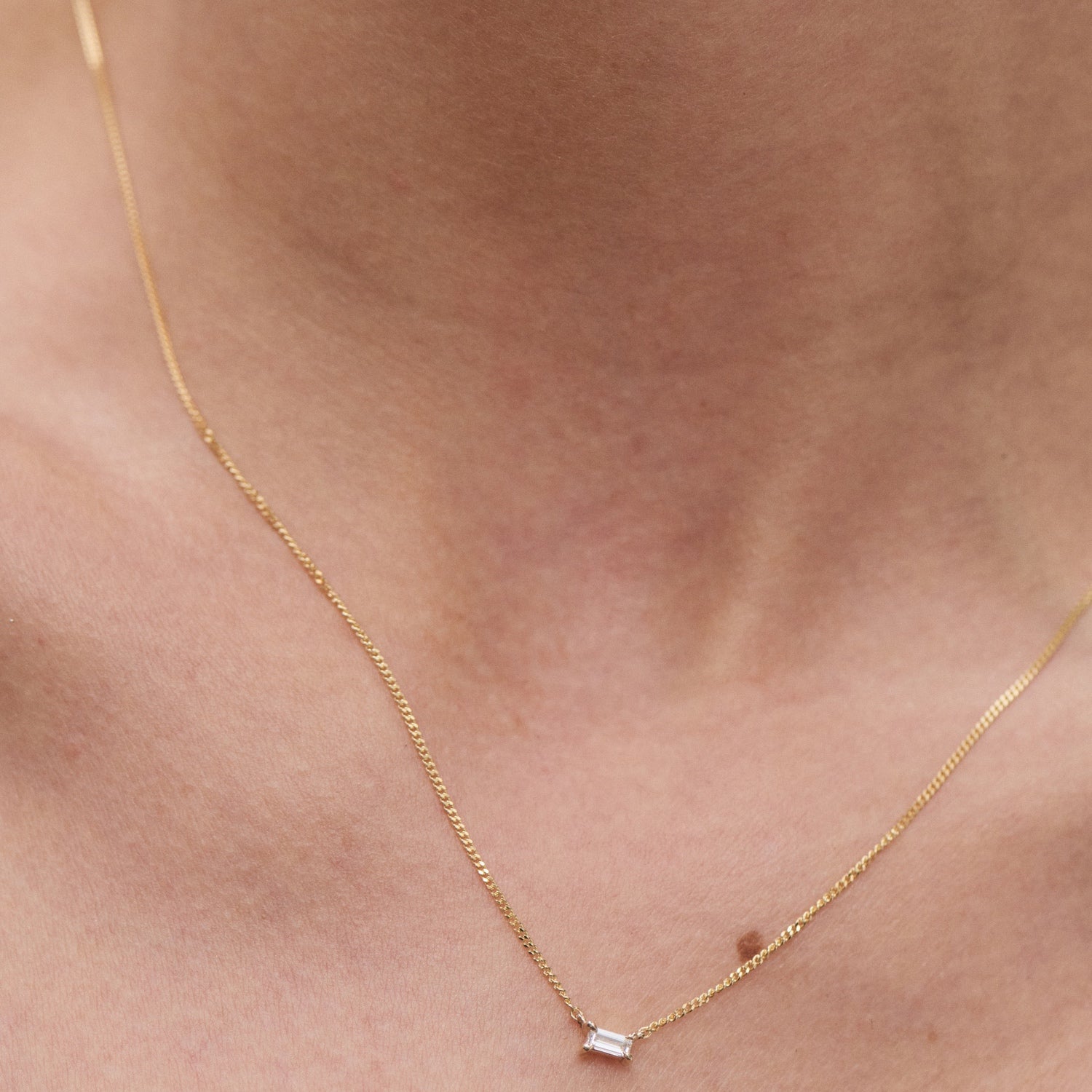 Solitaire Necklace | Baguette Lab-Grown Diamond Necklace