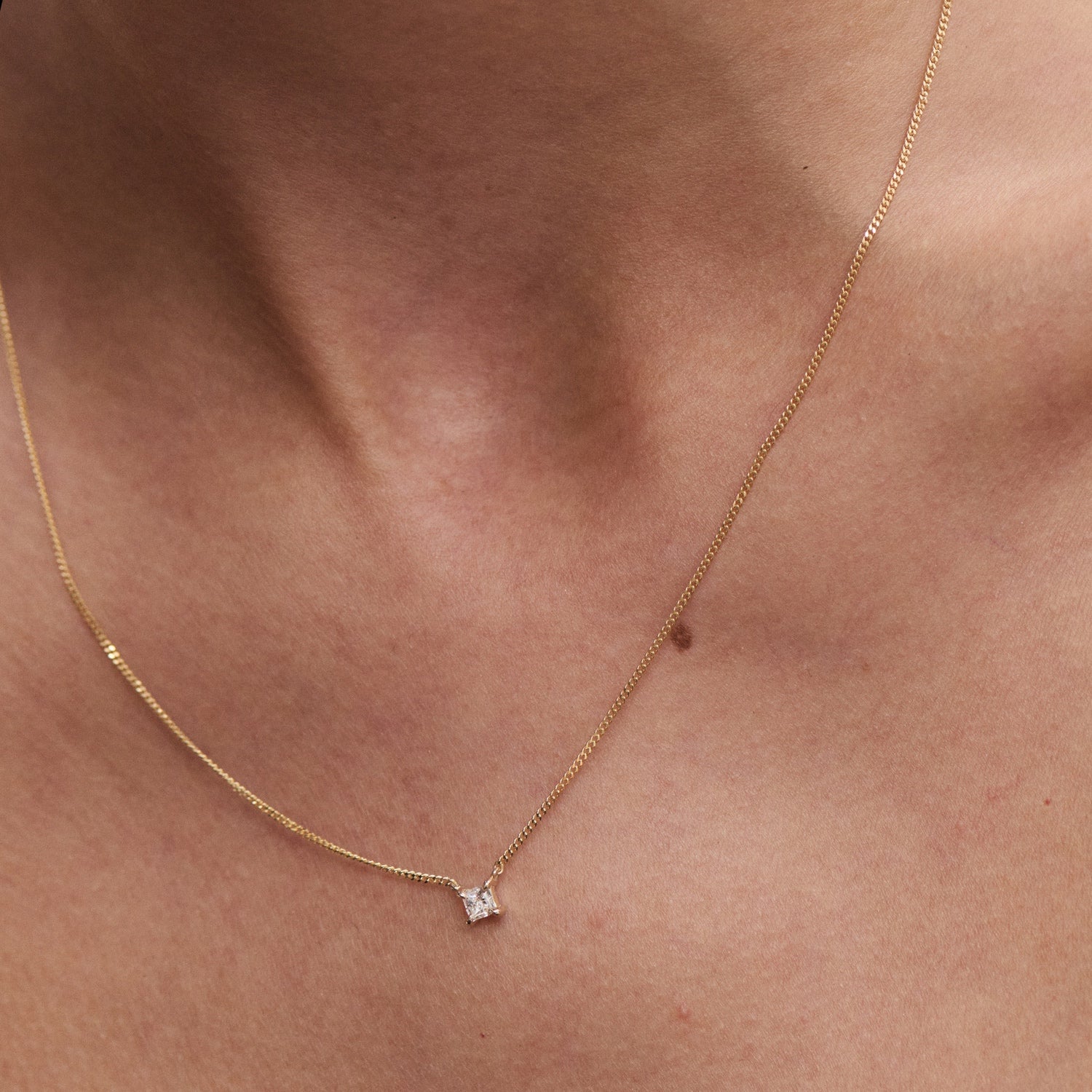 Solitaire Necklace | Princess Lab-Grown Diamond Necklace