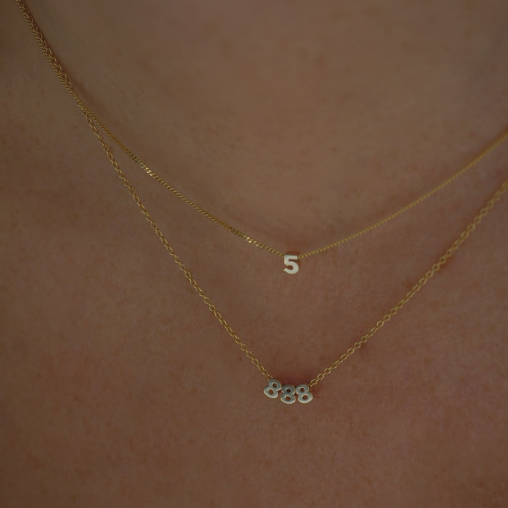 Tiny Number Necklace | Sliding Charm Necklace