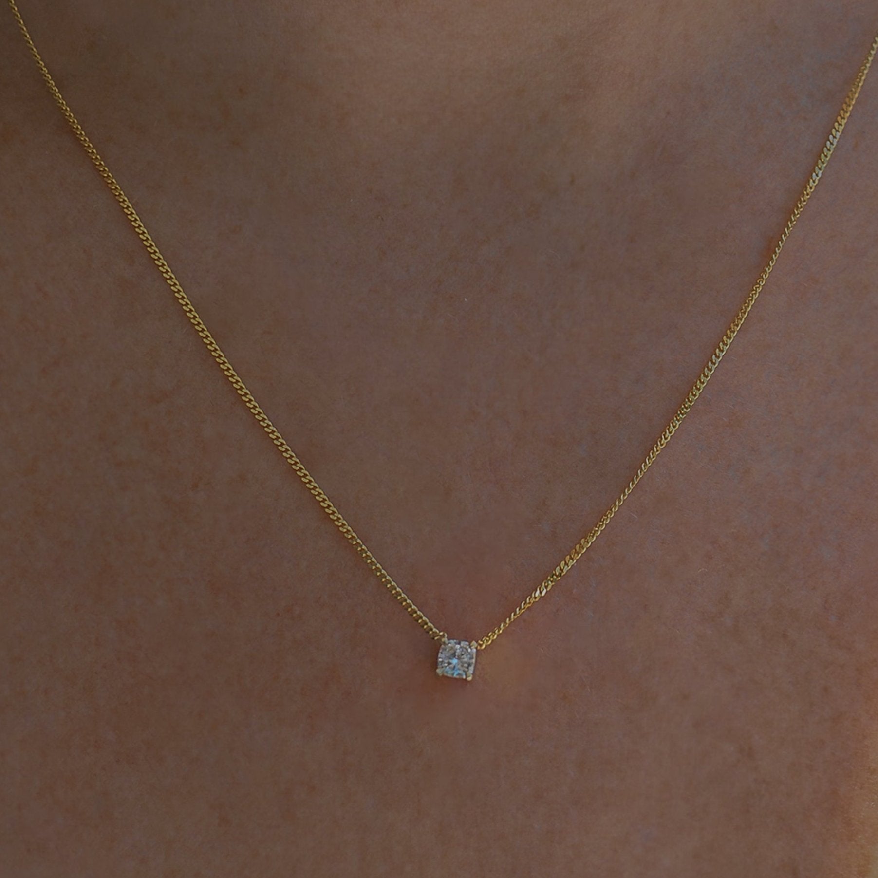 Solitaire Necklace | Cushion Lab-Grown Diamond Necklace