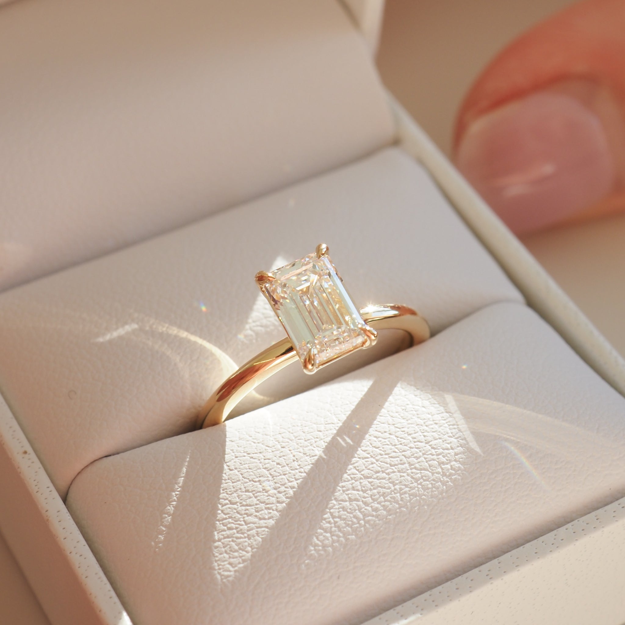 Eva | 1.53ct Emerald Diamond Engagement Ring Ready To Wear