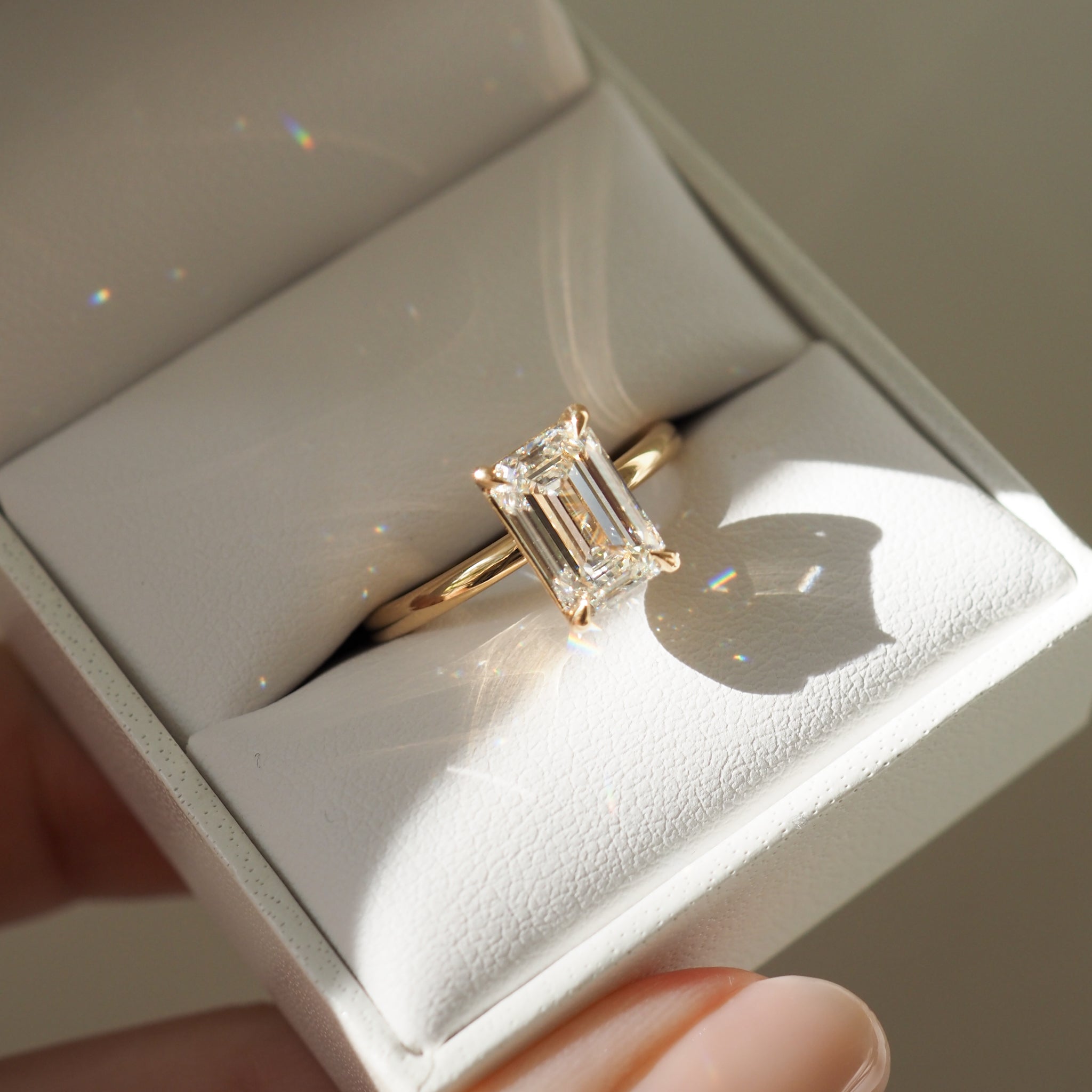 Eva | 2.03ct Emerald Diamond Engagement Ring Ready To Wear