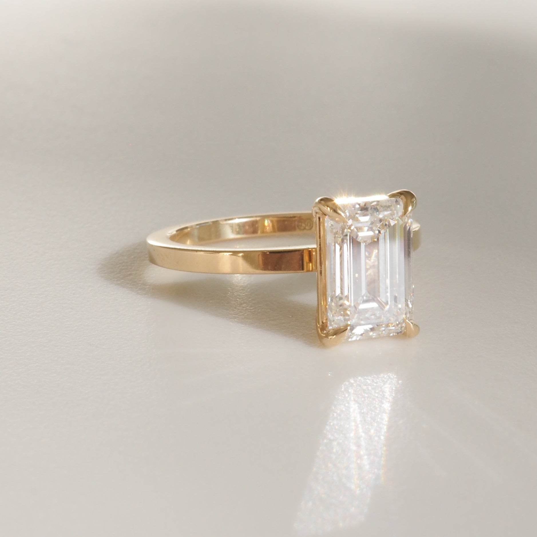 Eva with Square Band | 2ct Emerald Lab-Grown Diamond Ring