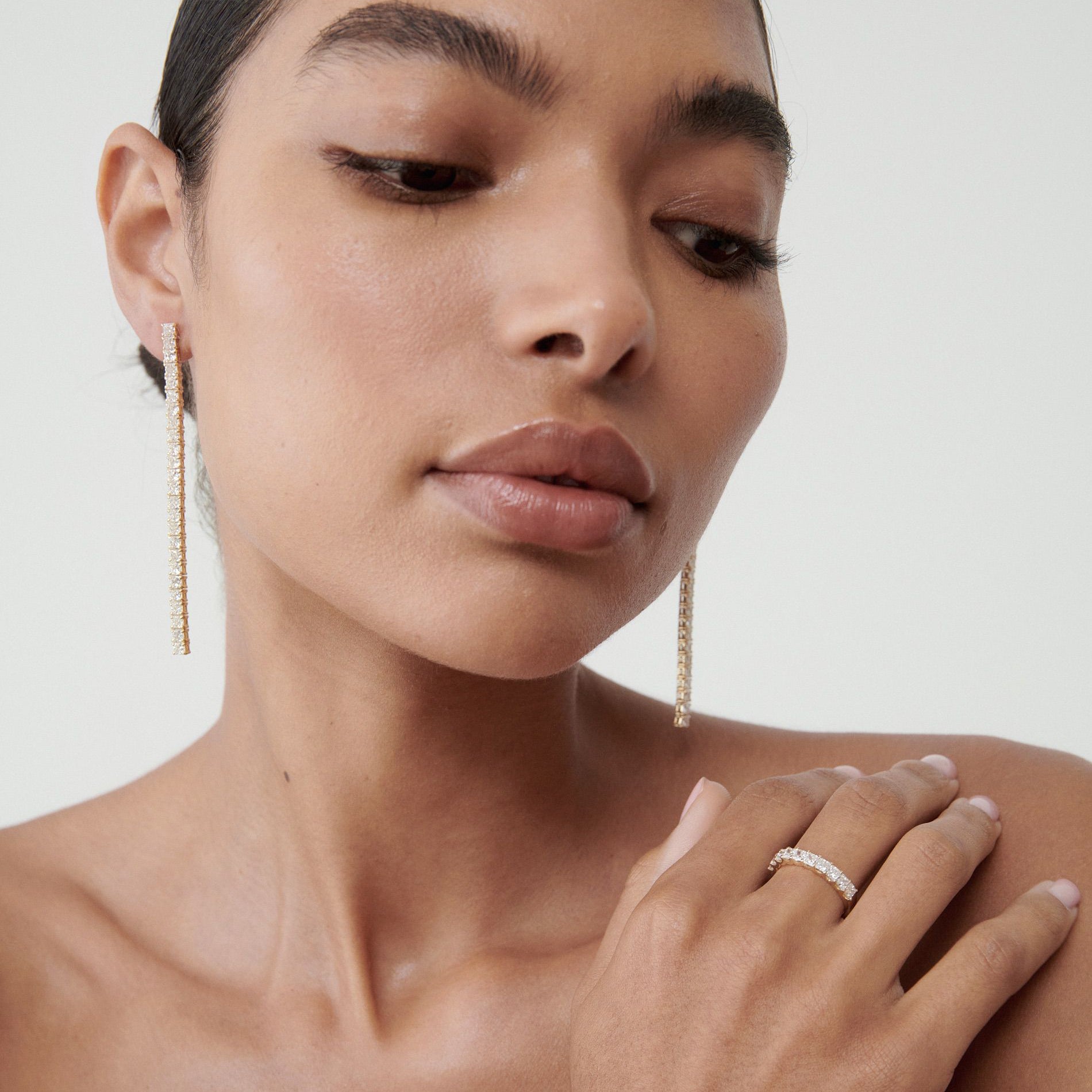 Lab-Grown Diamond Tennis Drop Earrings