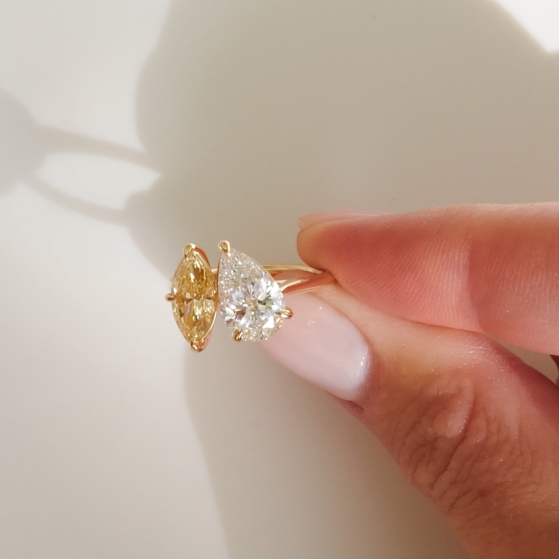 Léa Fancy Yellow | 2.8ct Pear & Marquise Lab-Grown Diamond Ring