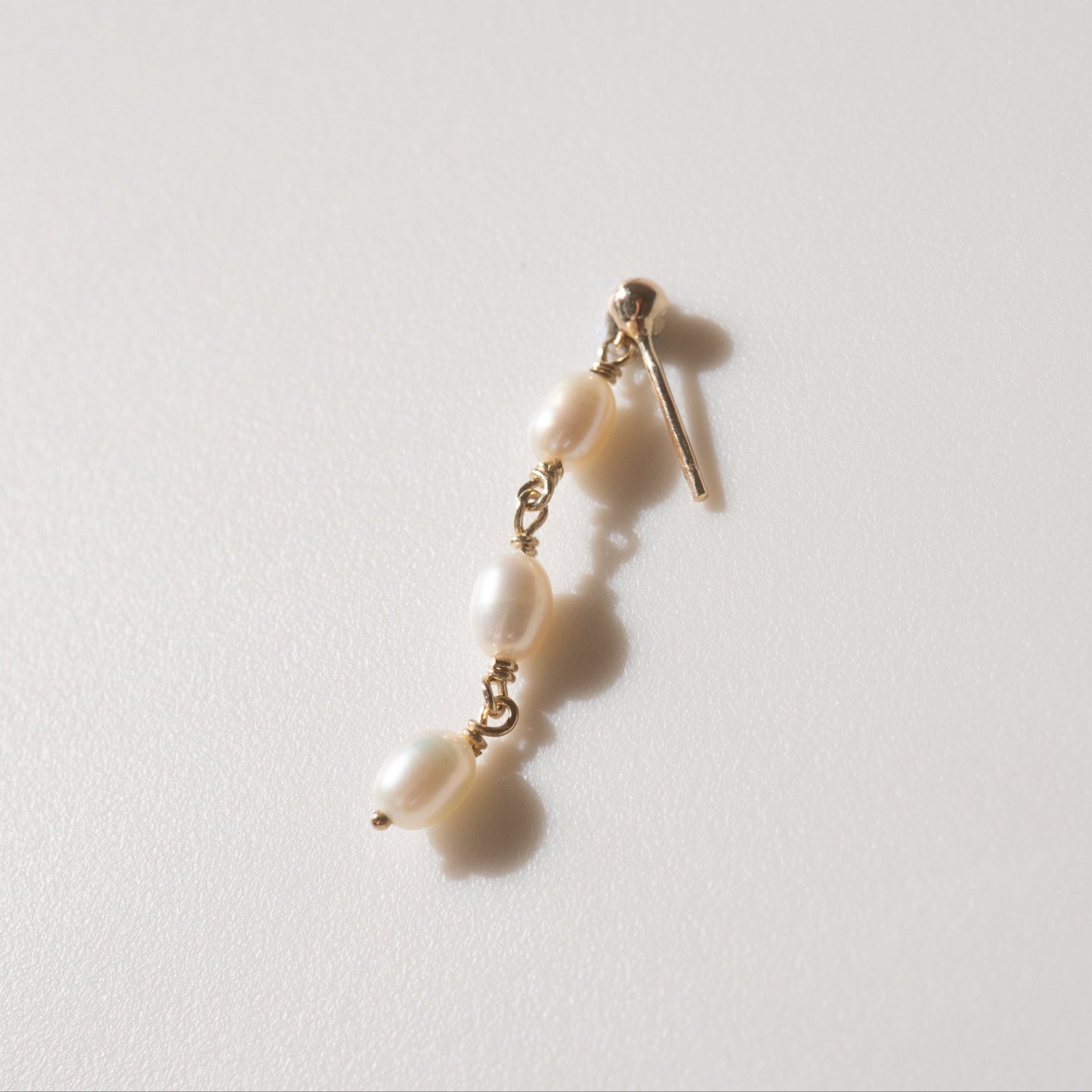 Tiny Pearl Drops |  3 Pearl Threader Earrings