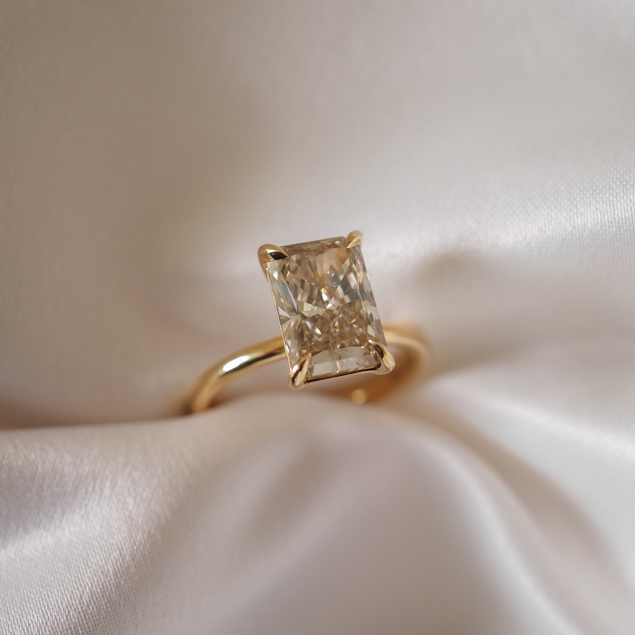 Rhea | 3ct Champagne Radiant Solitaire Ring