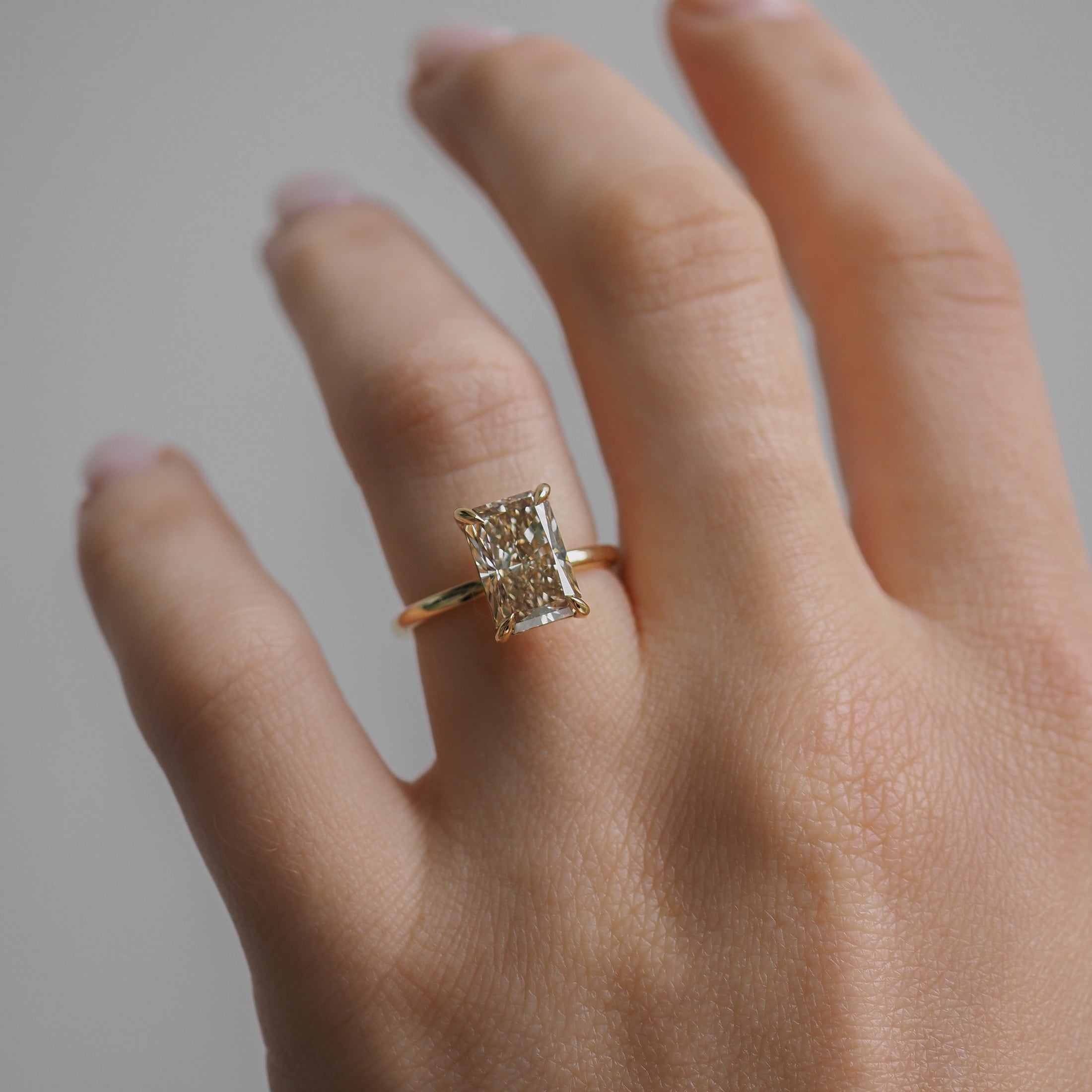 Rhea | 3ct Champagne Radiant Solitaire Ring