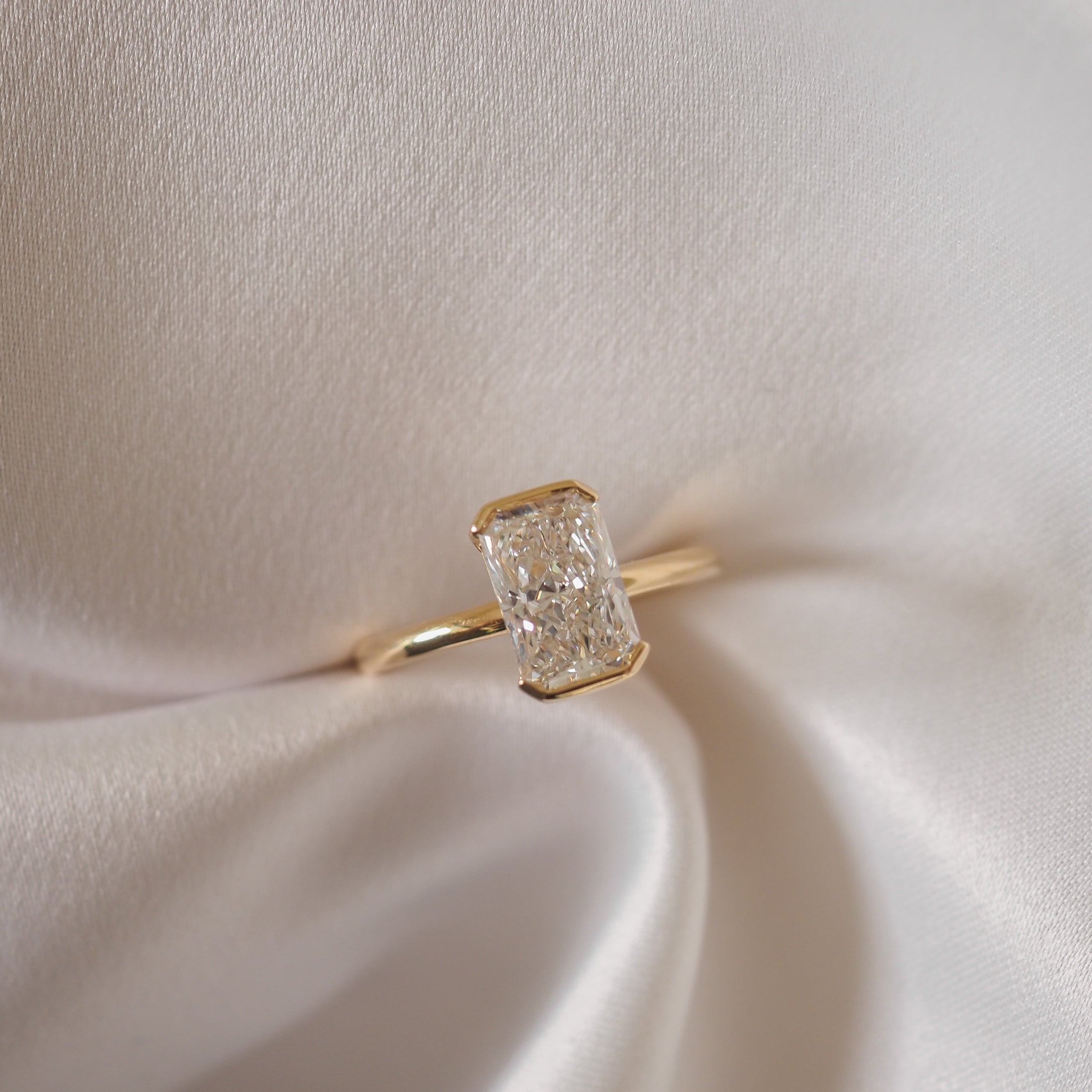 Rya Half Bezel | 2ct Radiant Lab-Grown Diamond Ring