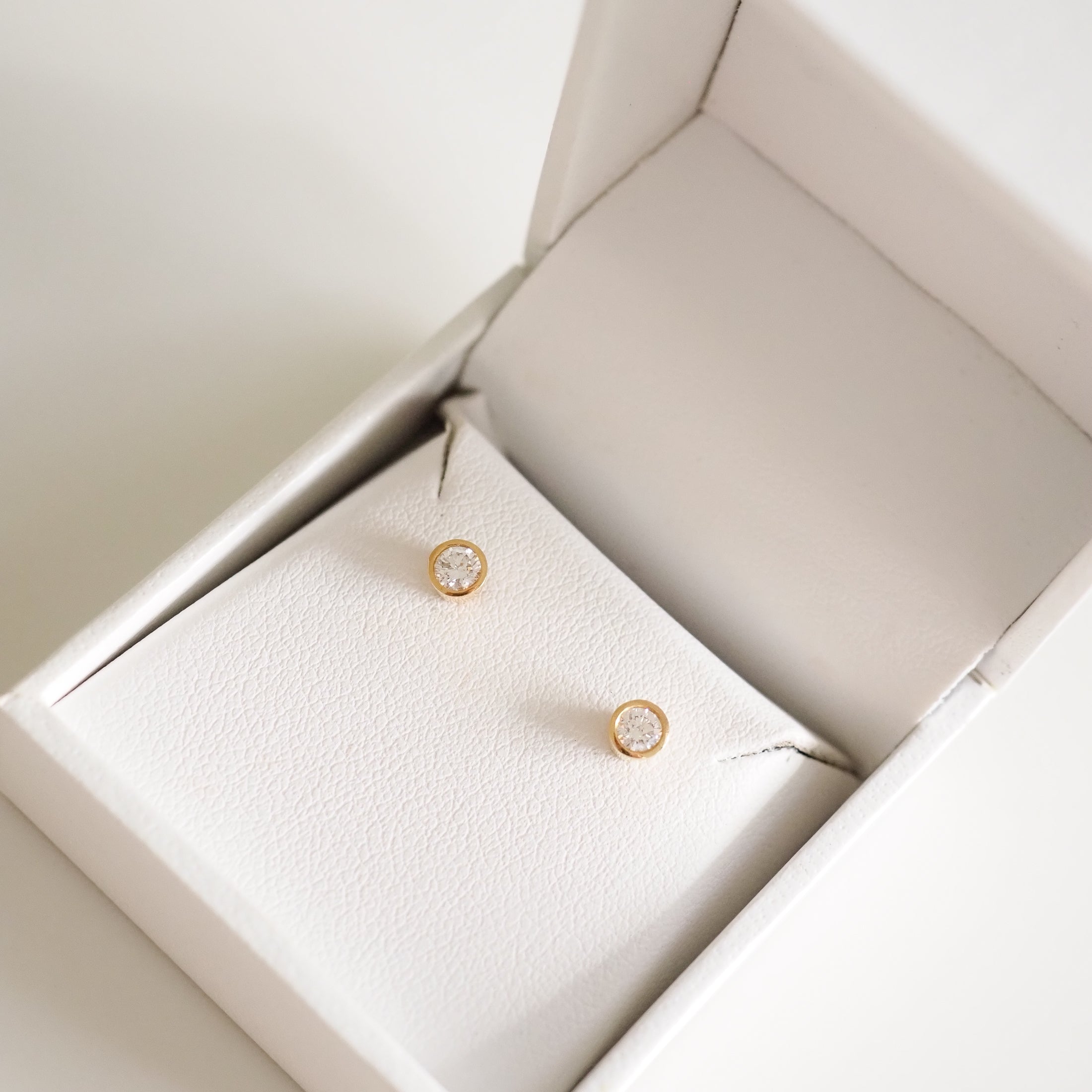 Bezel Set Diamond Studs | Round Lab-Grown Diamond Earrings